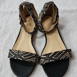 J. Crew Maya Ankle Womens Geometric Patterned Sandals Size 7.5 Preowned